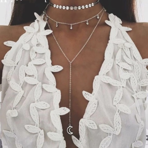 Jewelry - 3 for $20 Moon Crystal Coin Layered Necklace